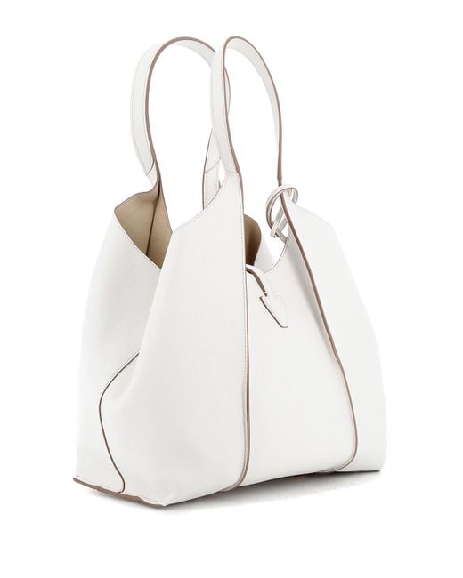 Tod's White Hammered Leather Tote