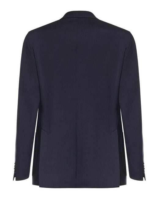 Lubiam Blue Single-Breasted Wool Blend Blazer for men