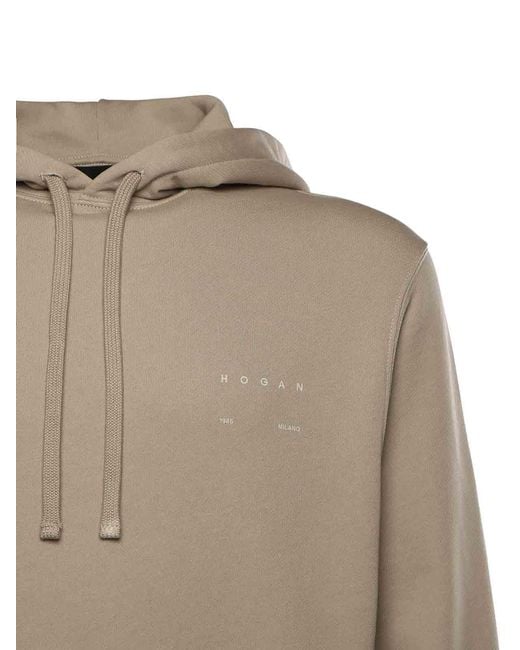 Hogan Natural Cotton Sweatshirt With Logo for men