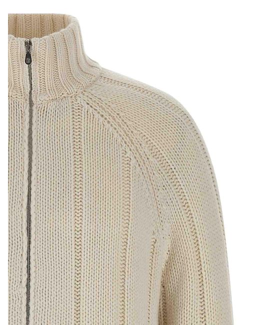 Brunello Cucinelli White Knitted Down Jacket for men
