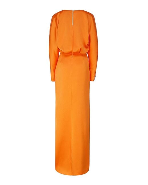 Genny Orange Long Satin Dress