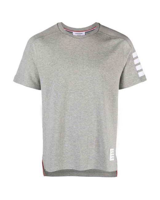 Thom Browne Gray 4-bar Short-sleeve T-shirt for men
