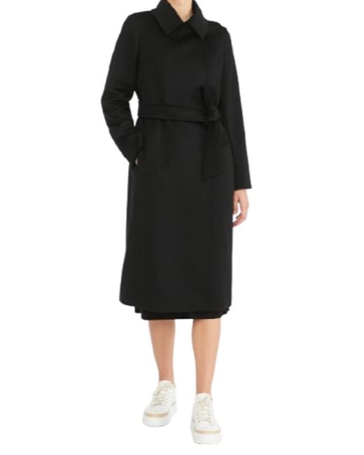 Max Mara Black Wool Dressing Gown Coat
