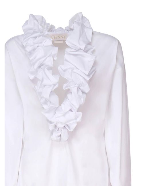 Genny White Blouse With Ruffles