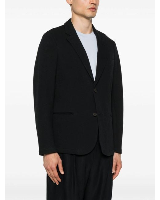 Emporio Armani Black Cotton Single-Breasted Jacket for men