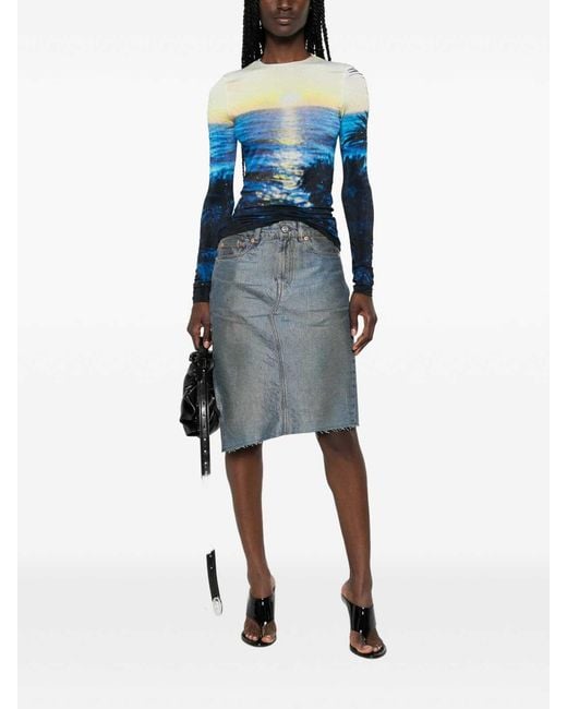 Rabanne Blue Tropical Print T-Shirt