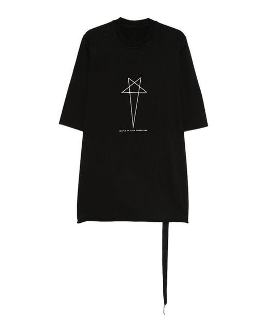 Rick Owens Black Crew-Neck T-Shirt With Star Print for men