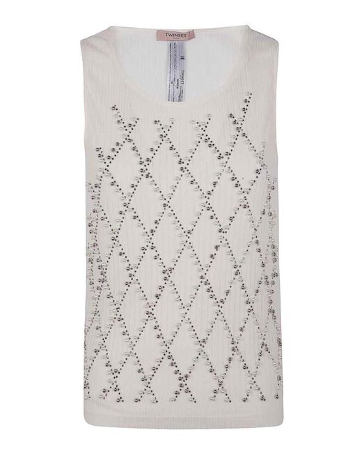 Twinset Gray Tank Top With Decoration