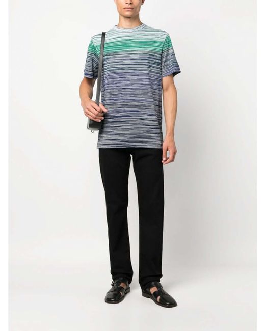 Missoni Blue Gradient Stripe T-Shirt for men