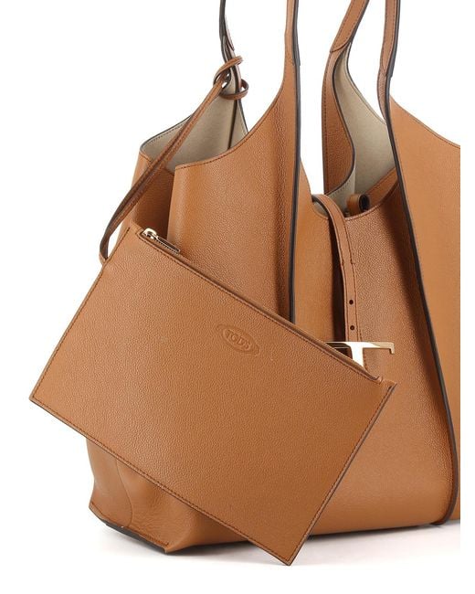 Tod's Brown Hammered Leather Tote