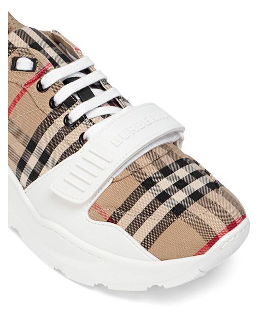 Burberry Natural Vintage Check Cotton Blend Sneakers for men