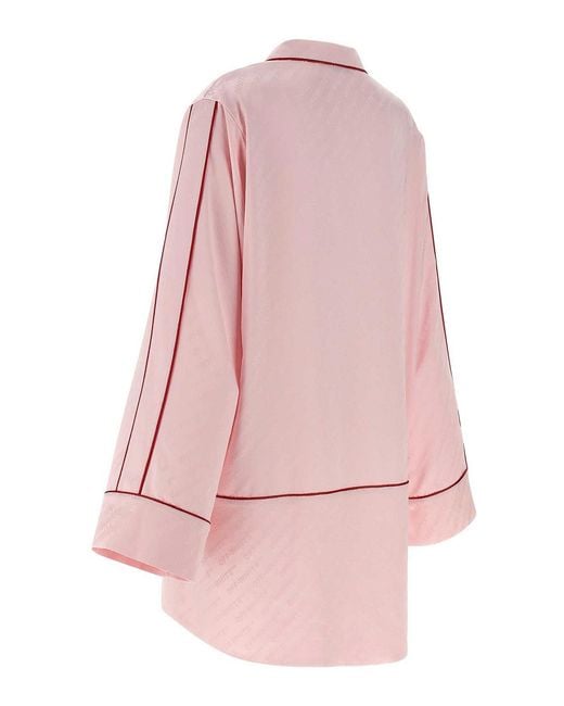 Off-White c/o Virgil Abloh Pink Jacquard Satin New Roxy Pajama Shirt