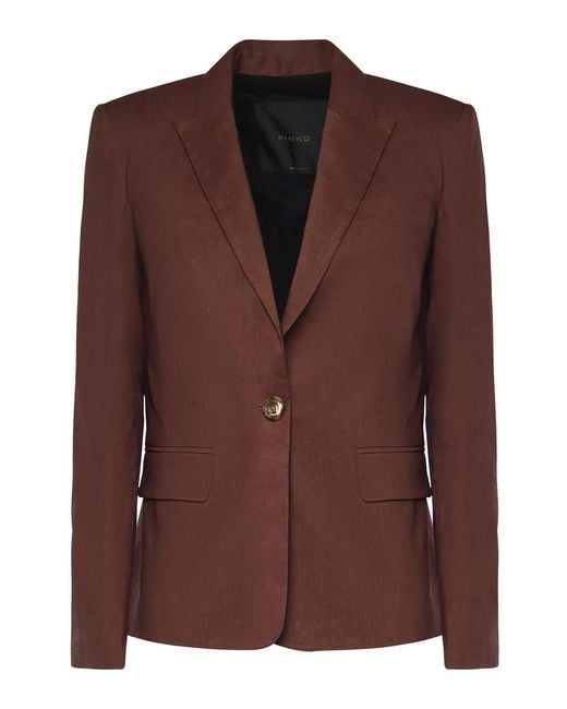 Pinko Brown Linen Blend Jacket