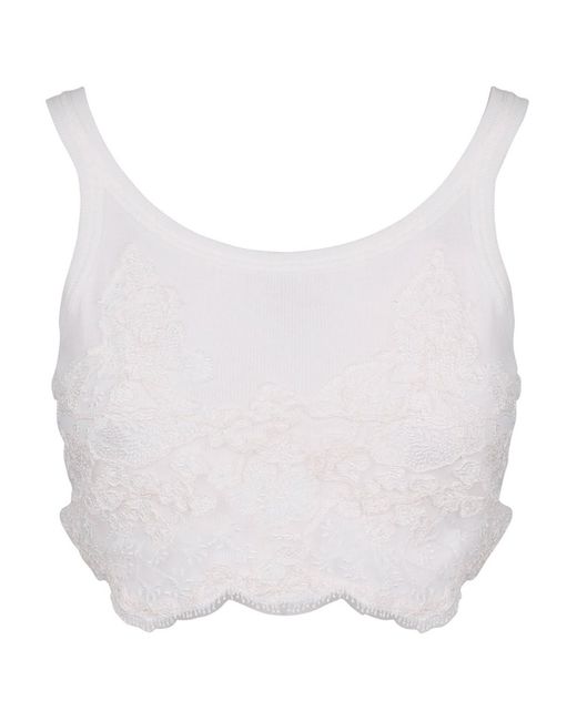 Ermanno Scervino White Crop Top And Lace