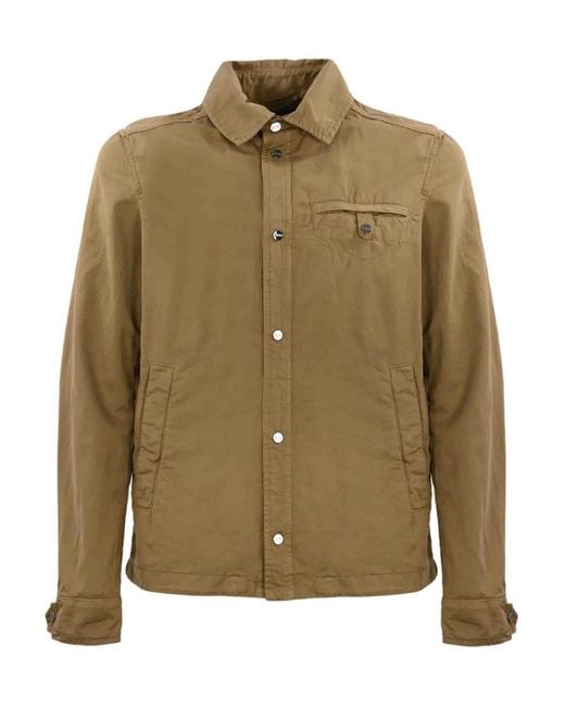 Herno Green Jacket In Cotton And Linen Blend for men