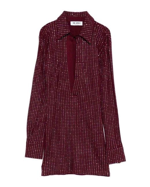 The Attico Purple The Embellished Long-Sleeved Dress