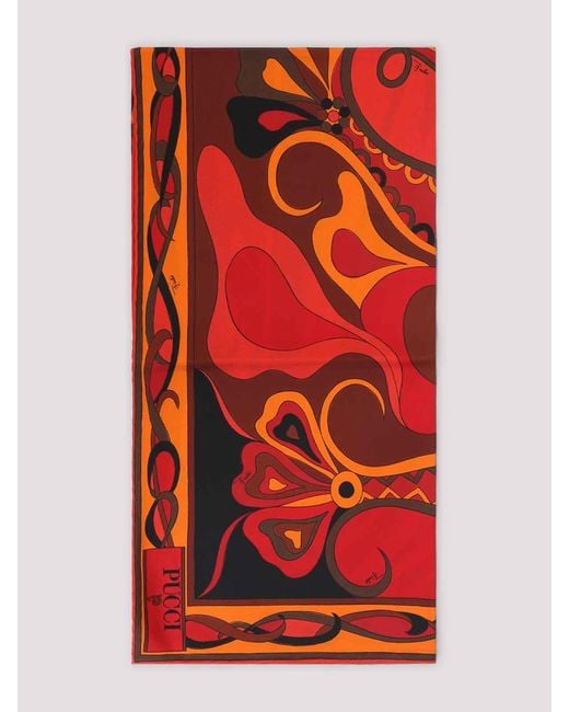 Emilio Pucci Red Silk Scarf