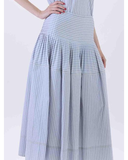 Paul Smith Blue Gonna Lunga Righe Rich Cotton
