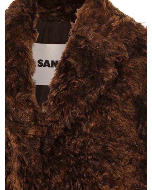 Jil Sander Brown Hazelnut Mohair Fur Coat