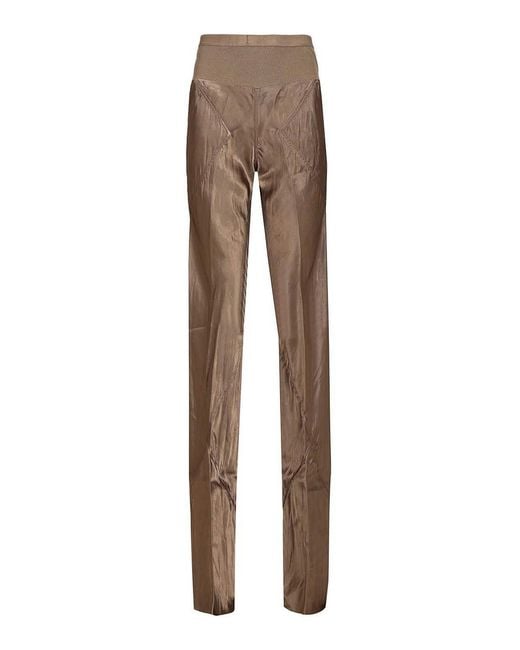 Rick Owens Natural Bias Satin Flared Trousers