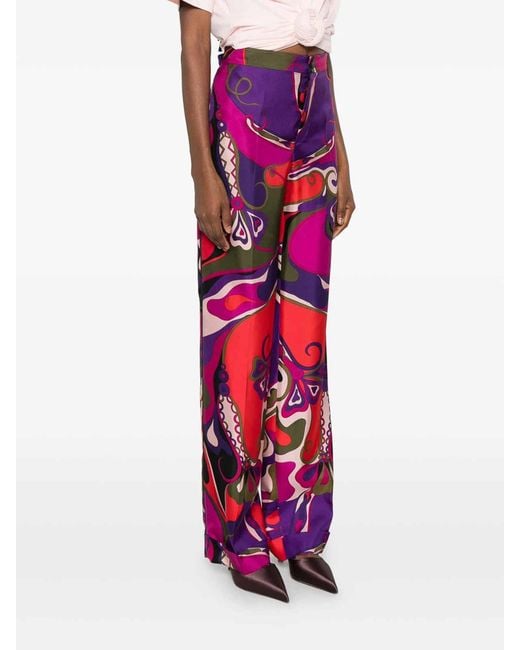 Emilio Pucci Purple Orchidee-Print Pajama Trousers