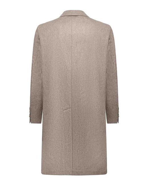 Santaniello Natural Single-Breasted Wool Blend Coat for men