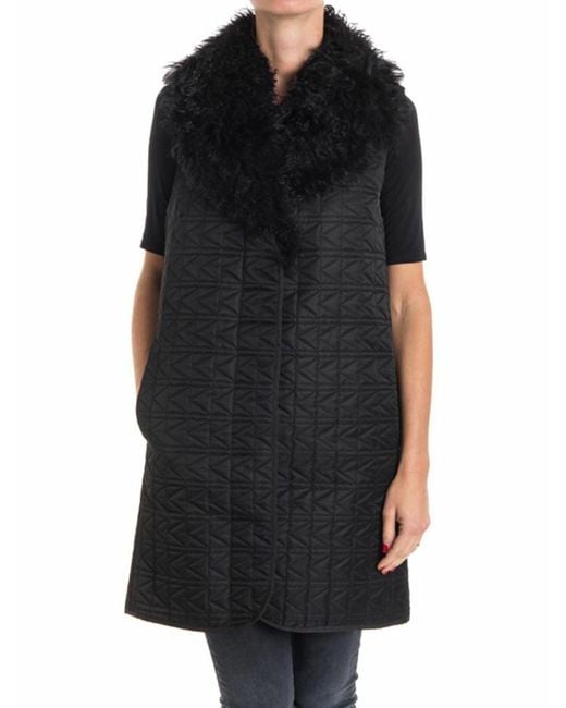Karl Lagerfeld Black Wool Blend Coat
