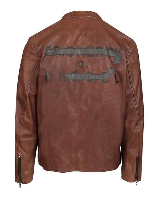 DIESEL Brown Leather Jacket for men