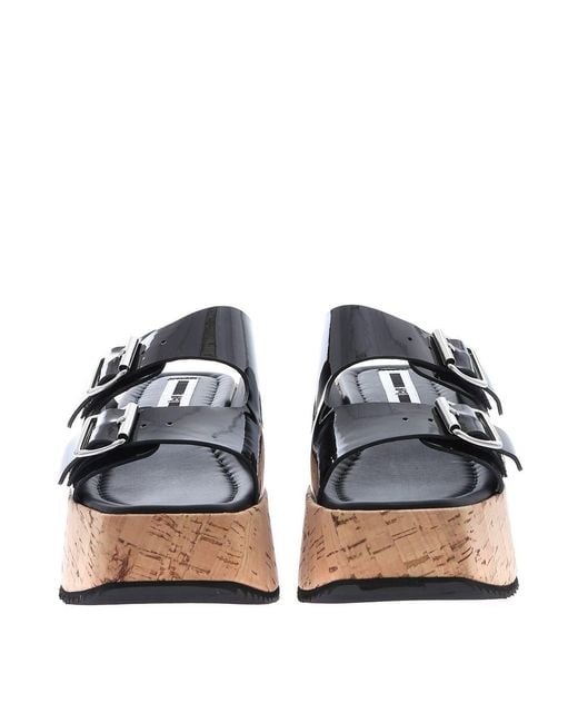 McQ Alexander McQueen Black Patent Leather Debbie Sandals
