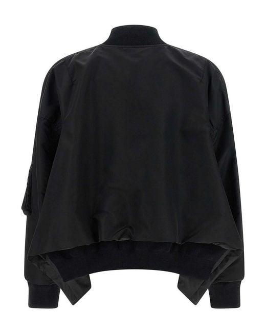 Sacai Black Asymmetrical Blouson Bottom