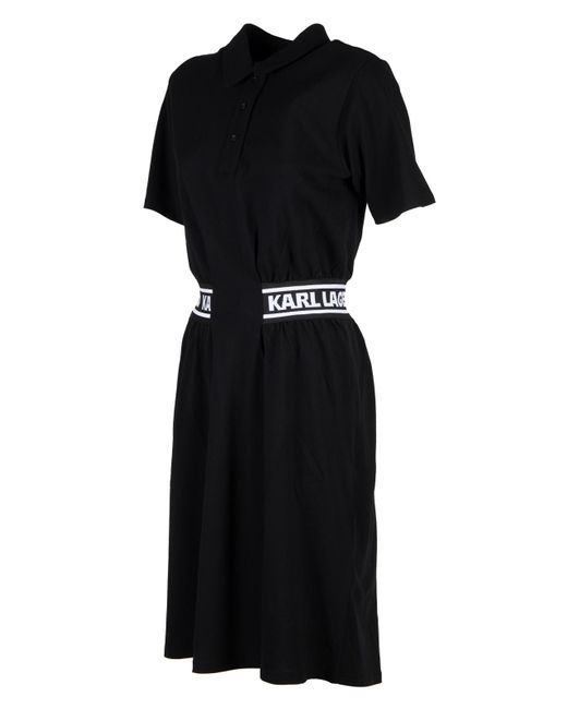 Karl Lagerfeld Black Pique Polo Dress