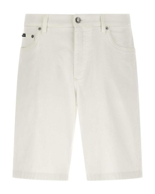 Dolce & Gabbana White Five-Pocket Bermuda Shorts for men