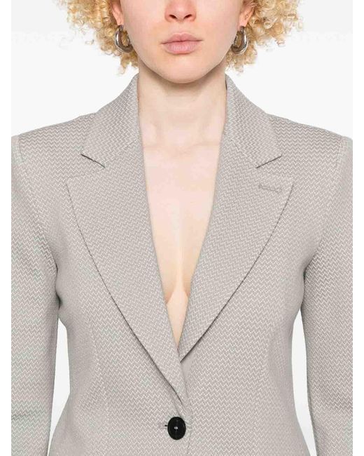 Emporio Armani Gray Single-Breasted Blazer Jacket