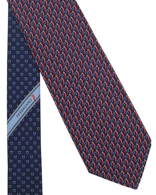 Ferragamo Purple Silk Printed Tie for men