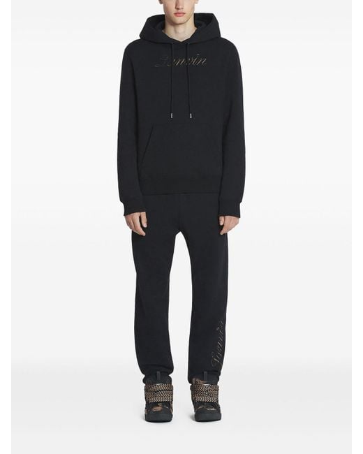 Lanvin Black Hoodie Logo Manuscrit Denim for men