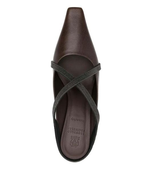 Brunello Cucinelli Brown Square Pointed Sandals