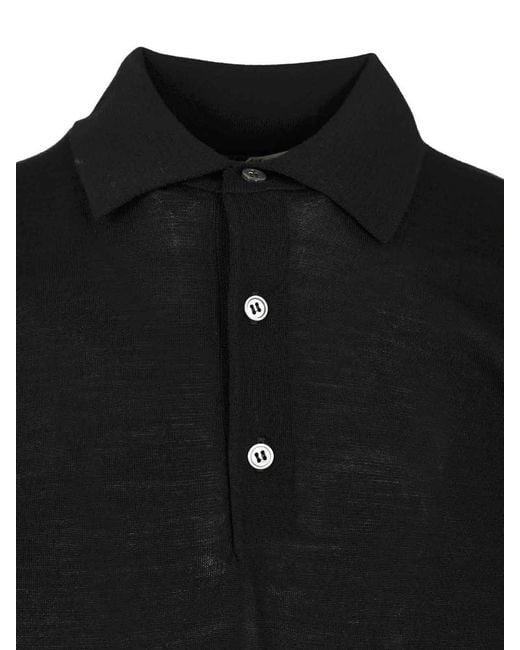 FILIPPO DE LAURENTIIS Black Wool Polo Shirt for men