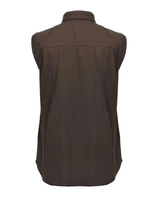 Brunello Cucinelli Brown Collared Sleeveless Shirt Stitch Detailing