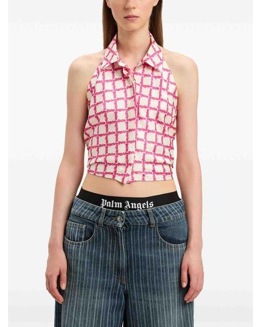 Palm Angels Red Open Back Shirt Ivory