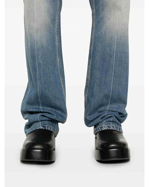 McQueen Blue Straight Leg Trousers Faded Effect for men