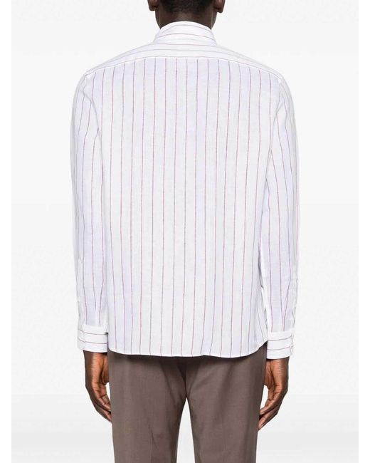 Brunello Cucinelli White Striped Shirt for men