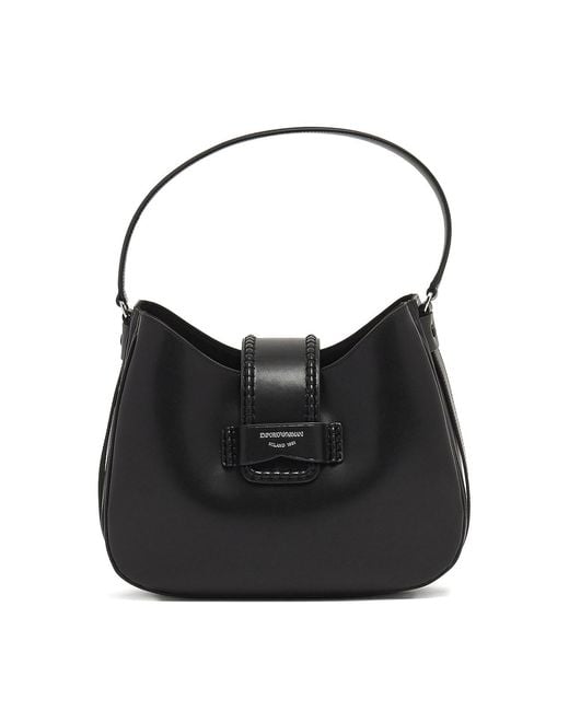 Emporio Armani Black Medium Leather Hobo Bag