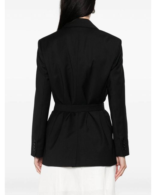 Max Mara Black Belted Woollen Cloth Blazer
