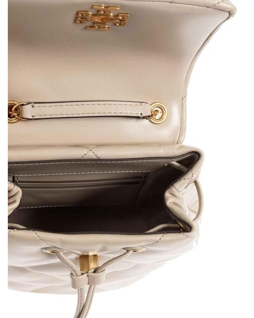 Tory Burch Natural Kira Diamond Small Leather Backpack