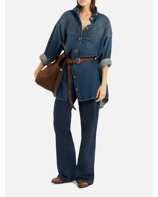 Dondup Blue Fixed Denim Over Dress