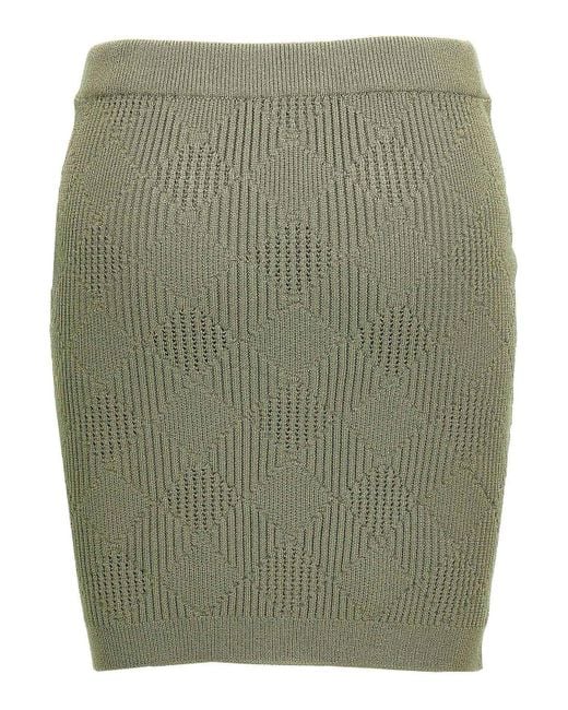 Balmain Green Openwork Knit Skirt