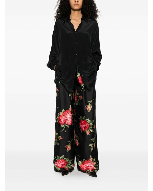 Dolce & Gabbana White Wide-Leg Silk Trousers