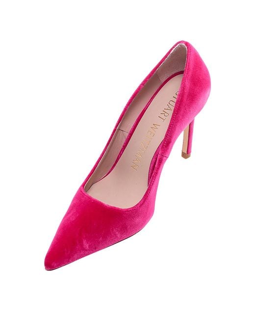 Stuart Weitzman Pink Stuart 100 Velvet Pumps