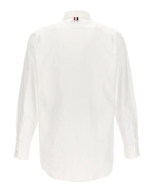 Thom Browne White Solid Poplin Shirt for men