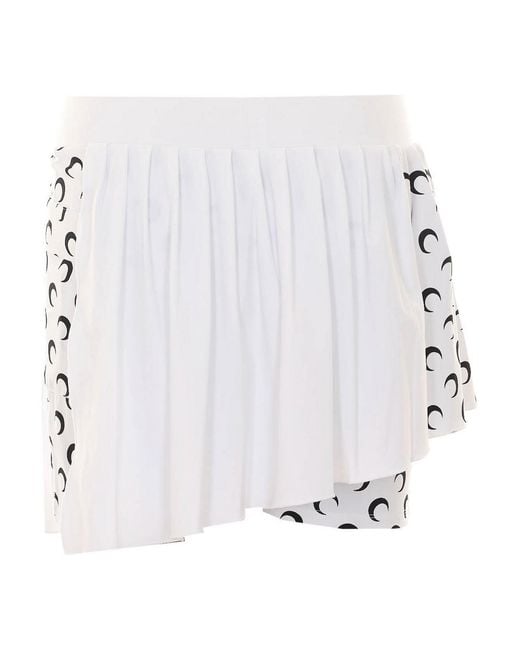 MARINE SERRE White Pleated Mini Skirt